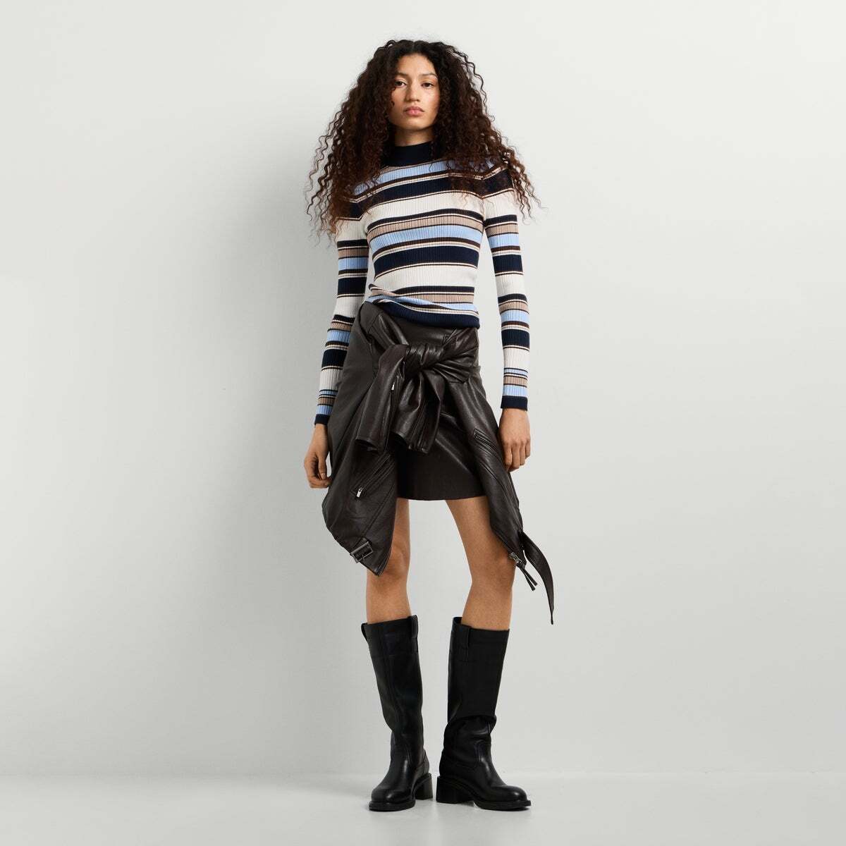 Pull À Col Perkins Côtelé bleu amiral, PEPE JEANS
