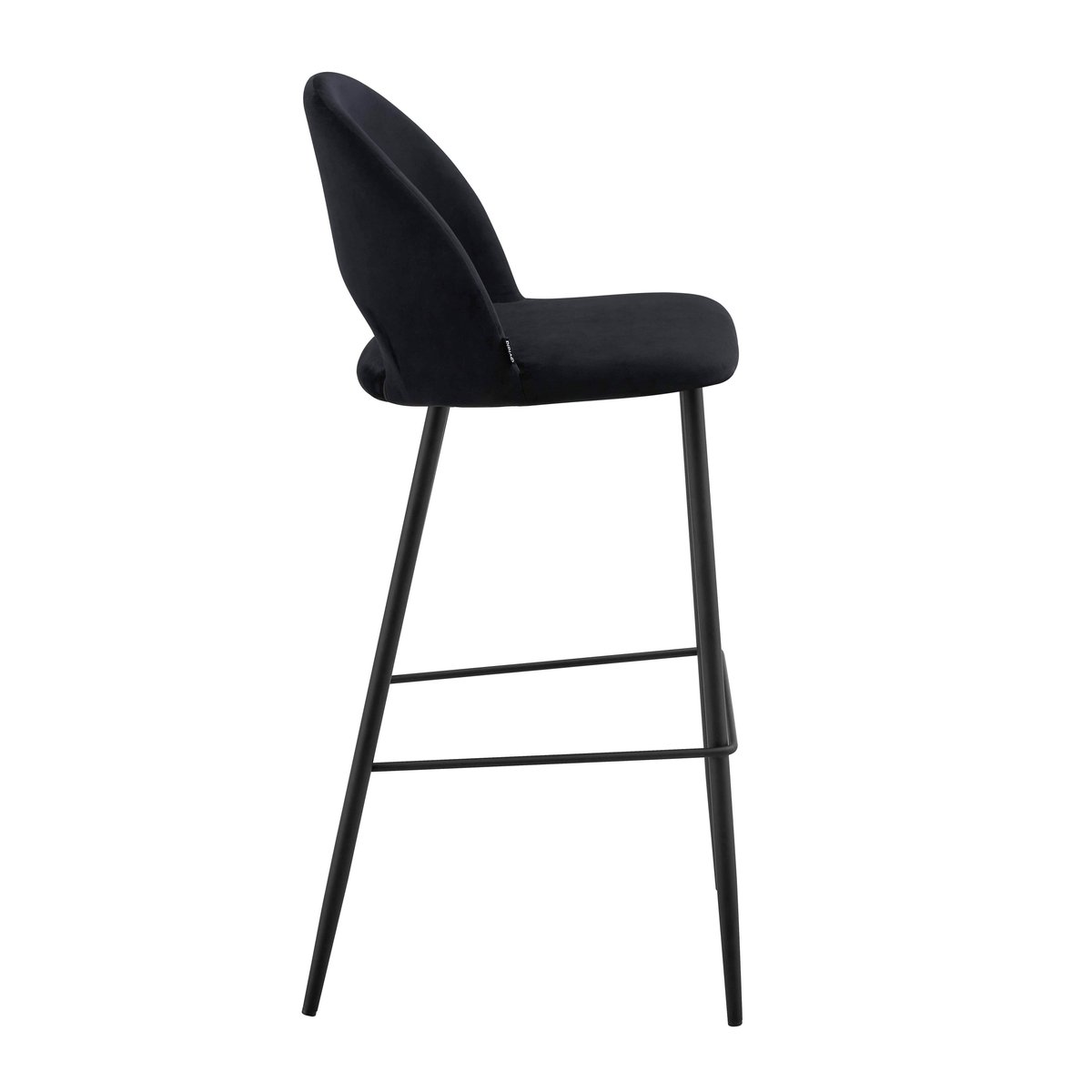 Lot de 2 chaises hautes en acier et velours, LOU noir, OVIALA
