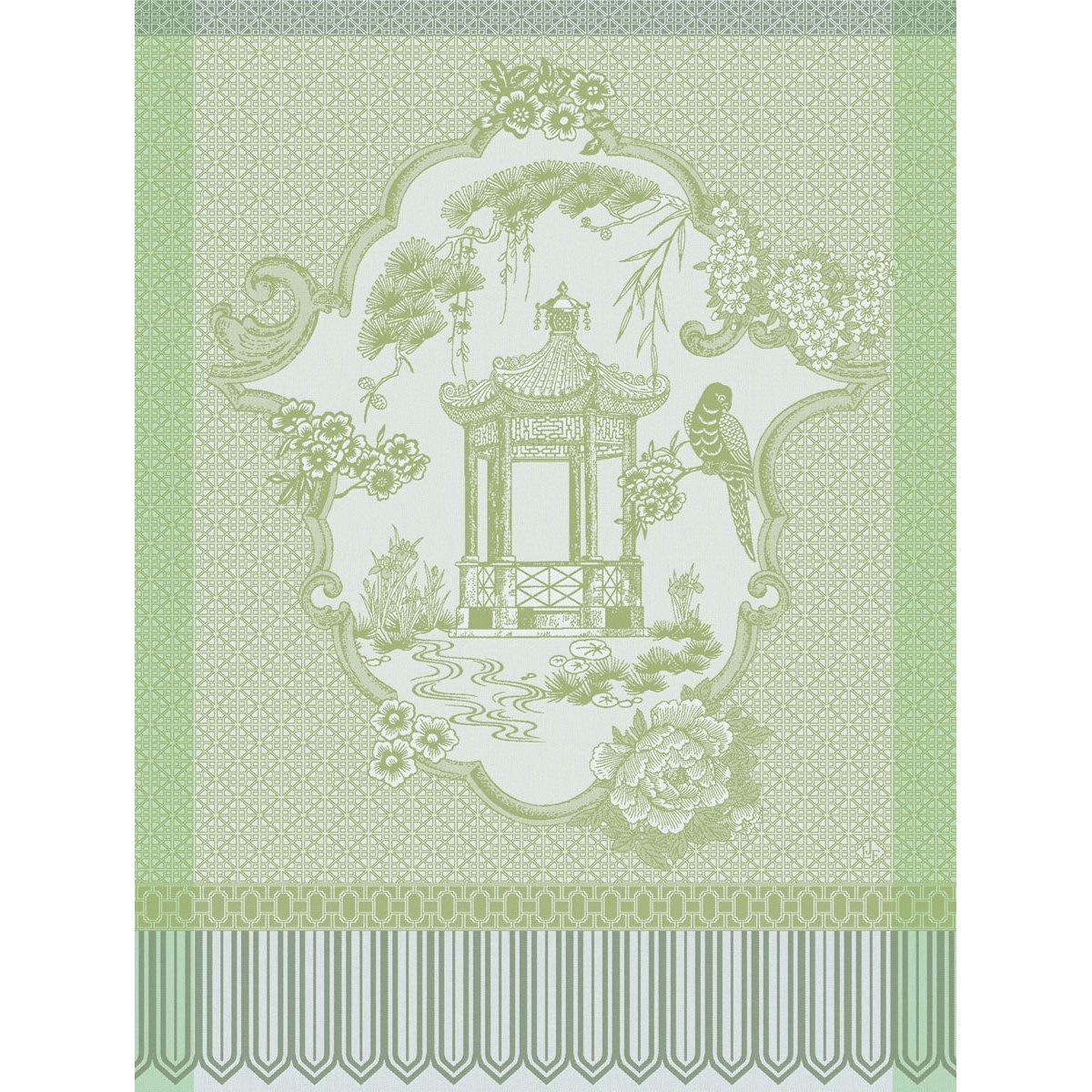Torchon en Coton, PROMENADE IMPÉRIALE jade, LE JACQUARD FRANCAIS