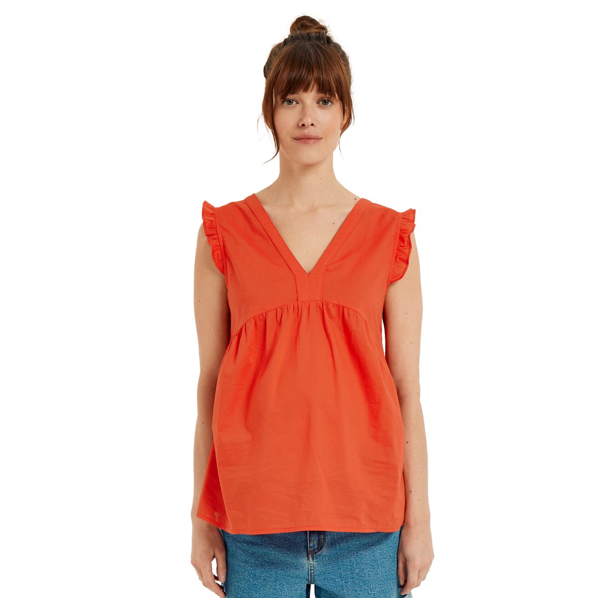Blouse sans manches de grossesse voile de coton grenadine, VERTBAUDET