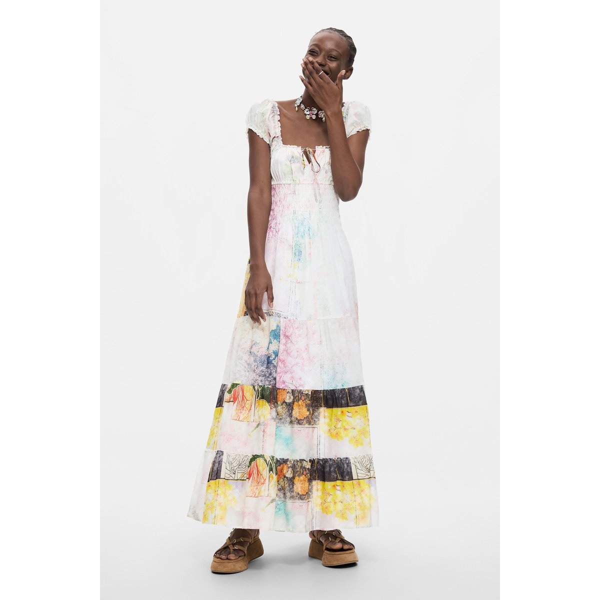Robe à manches courtes 100 % coton multicolore, DESIGUAL