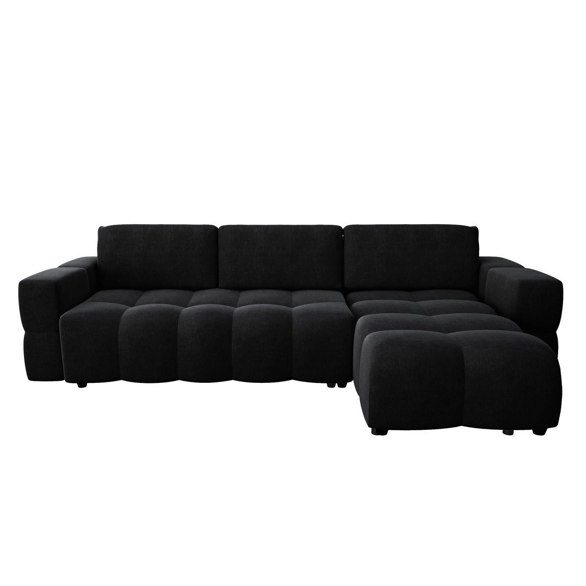 Canapé d'angle droit convertible 5 places en velours GABRIEL anthracite foncé, SIA HOME