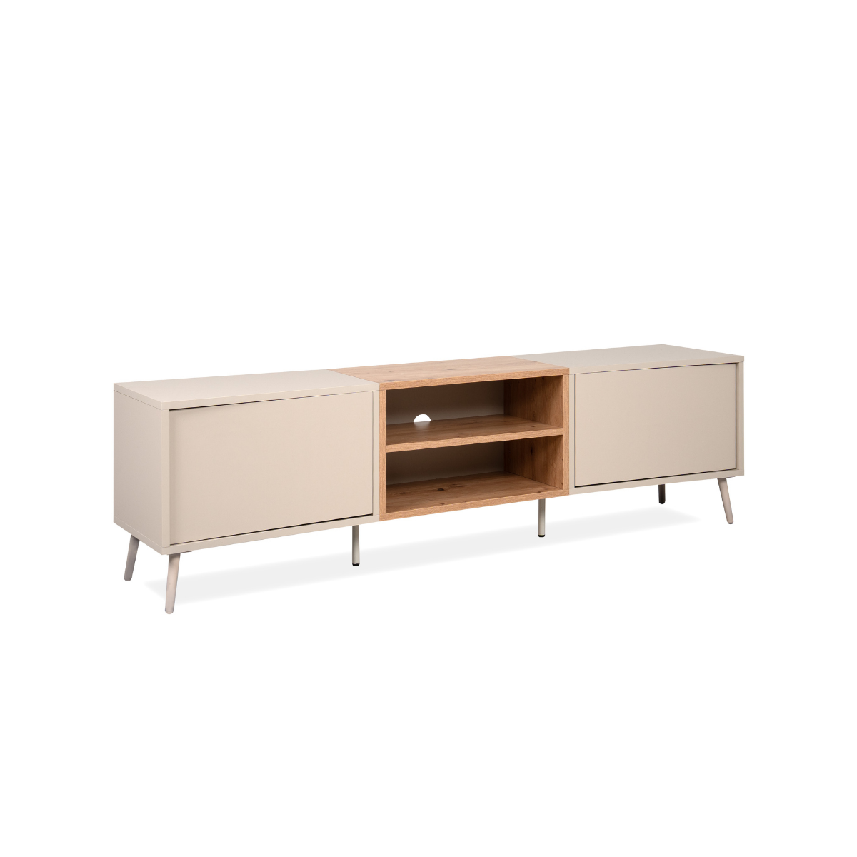 Meuble TV 2 niches, 2 portes MYR beige, CALICOSY