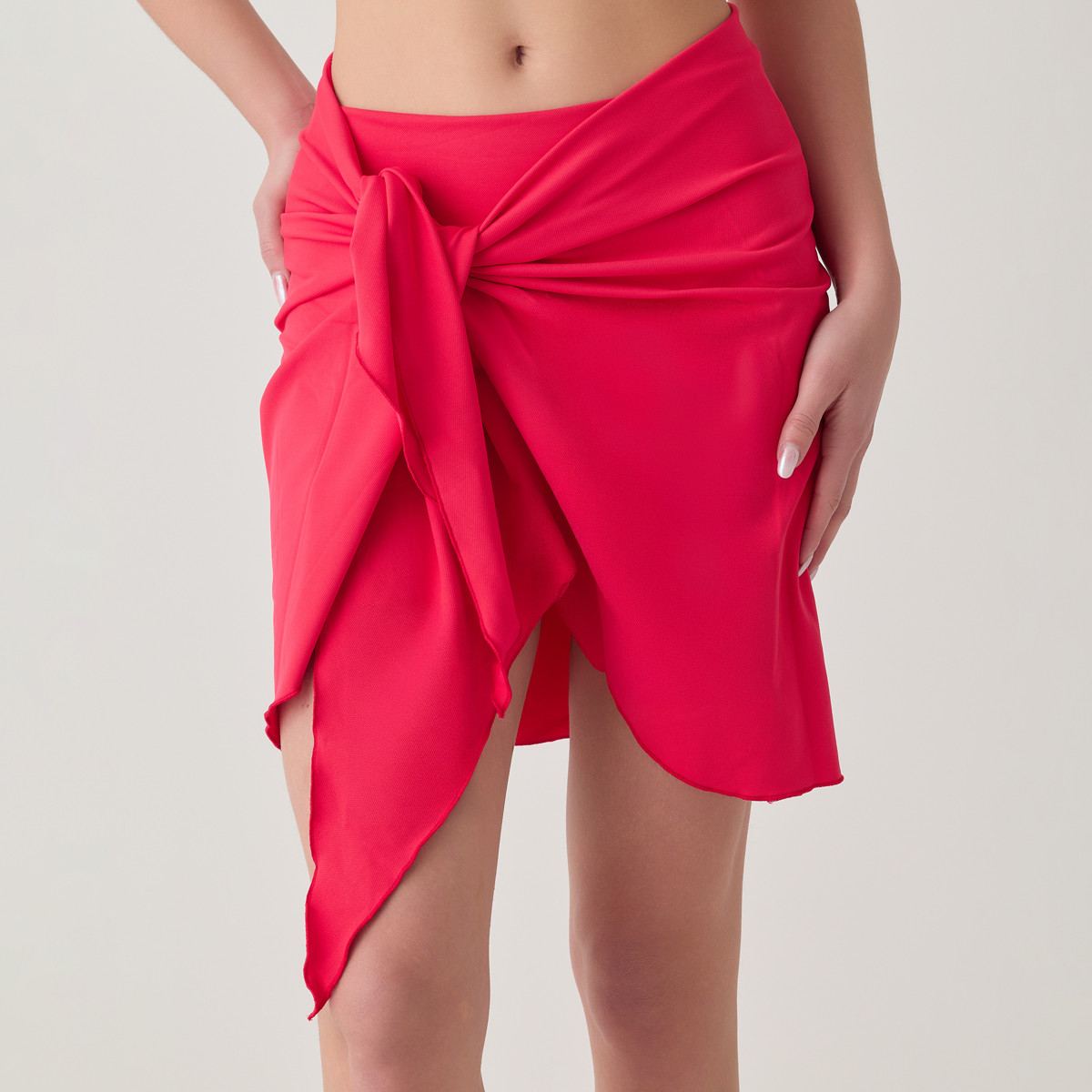 Paréo court lycra TULUM rouge, LAURA BY JANINE ROBIN