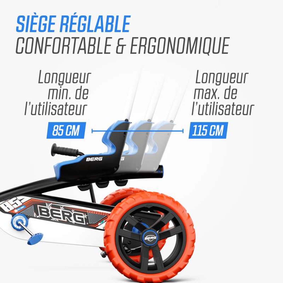 Kart à Pédales pour Enfants, 2+ Ans, Buzzy 2-in-1 blue/orange, BERG TOYS
