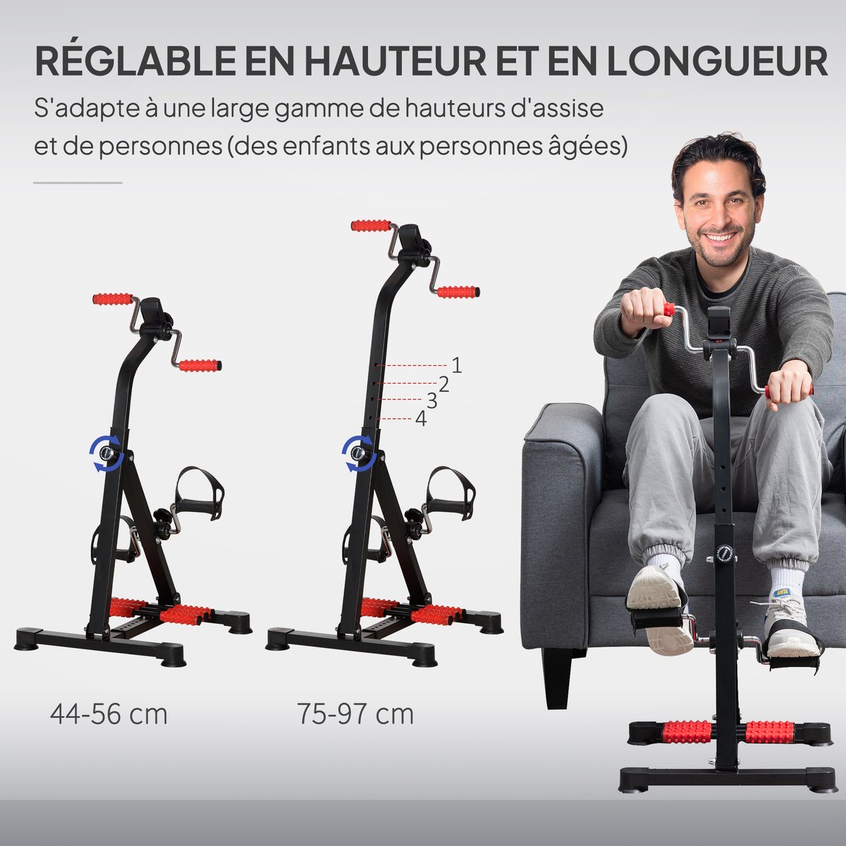 Vélo de rééducation Acier Noir noir, HOMCOM
