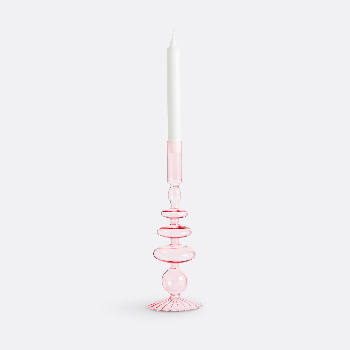 Bougeoir en verre H27,3 cm, Chilava rose, LA REDOUTE INTERIEURS