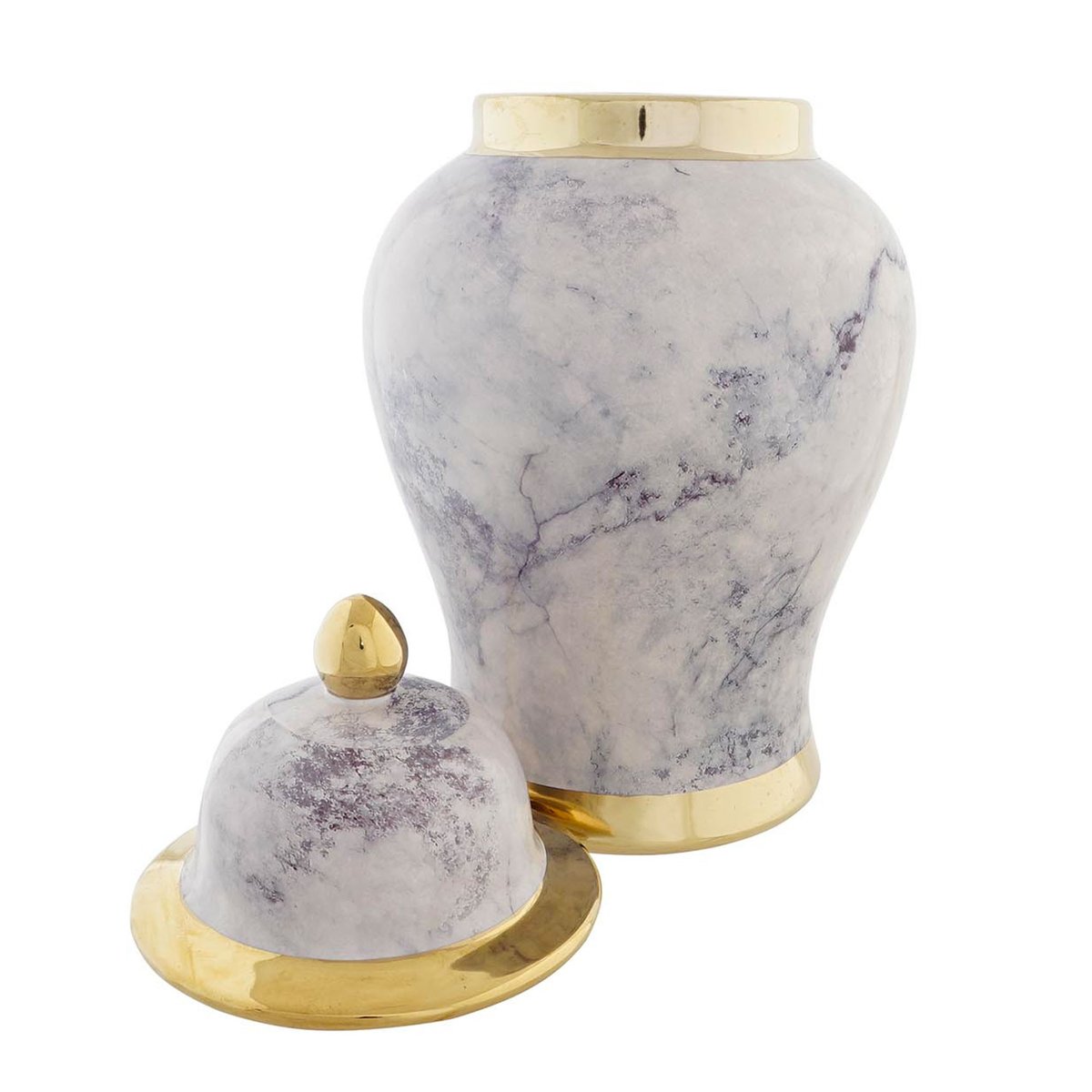 Set de 2 pots en porcelaine effet marbre 17x17x32cm gris, WADIGA