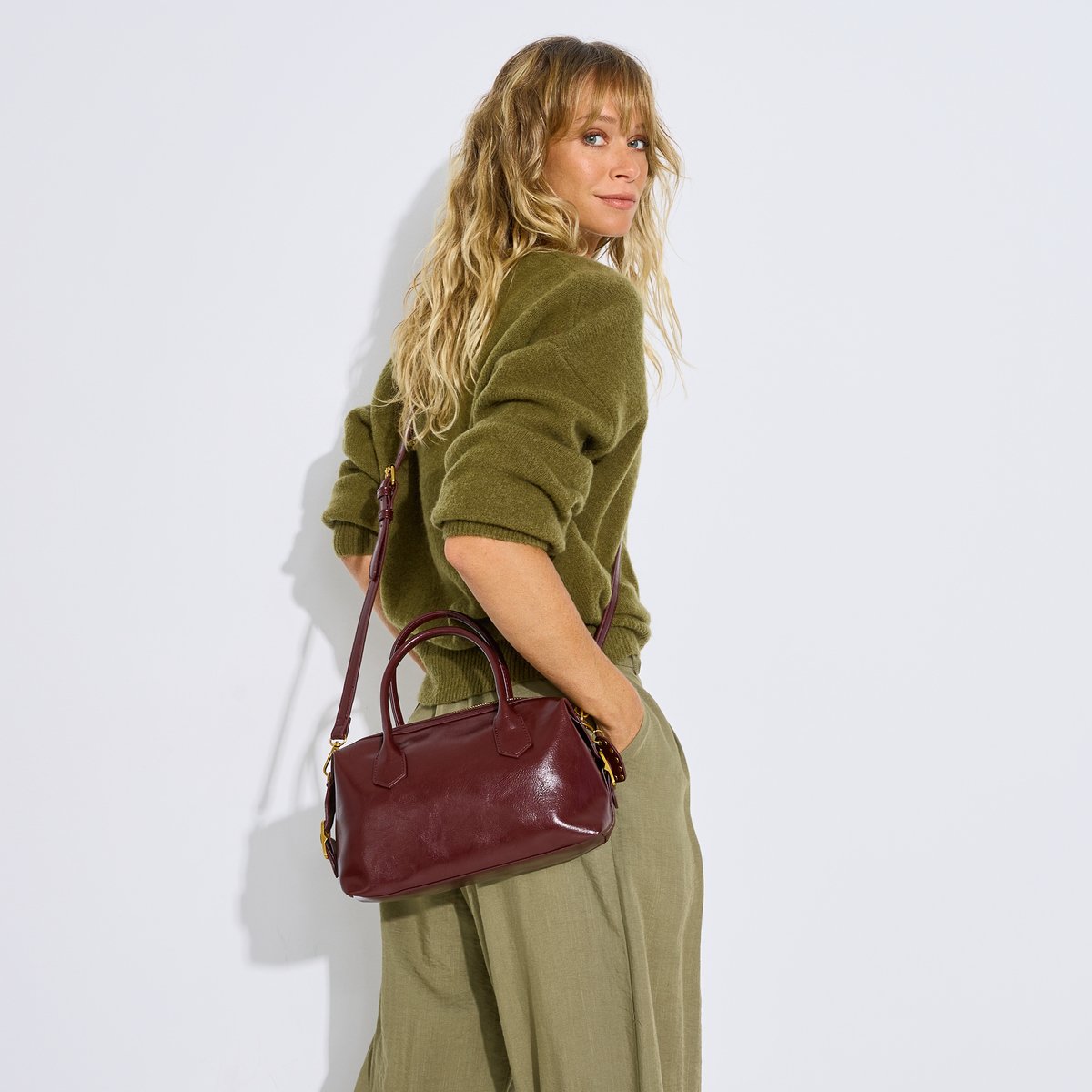 Sac bowling avec grigri coeur orange bordeaux, GRAIN DE MALICE