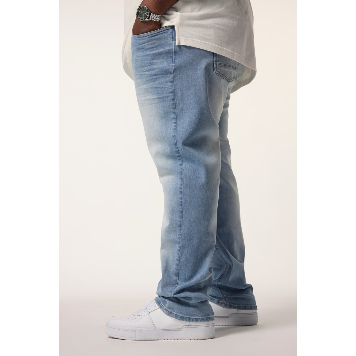 Jean ventre confort, denim délavé jean blanchi, STHUGE