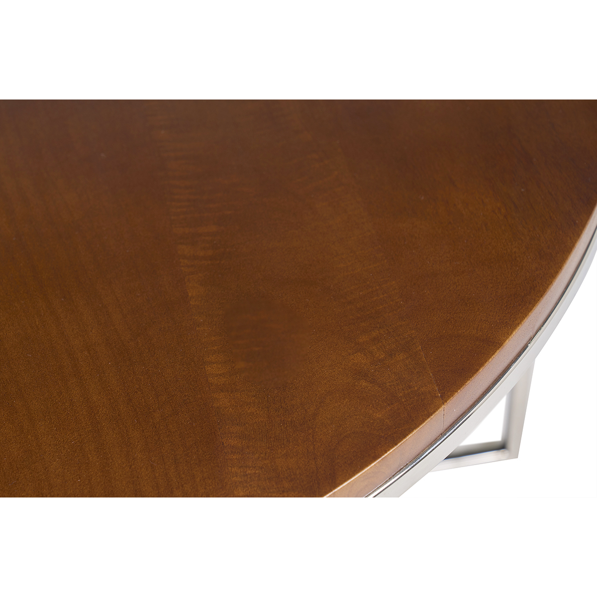 Table basse ronde bois manguier massif teinté et métal chromé D80 cm ADVITA couleur unique, MILIBOO