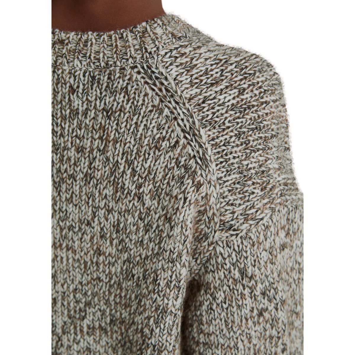 Pull en maille coupe classique en mélange de laine vierge et de laine d'alpaga beige, MARC O’POLO DENIM