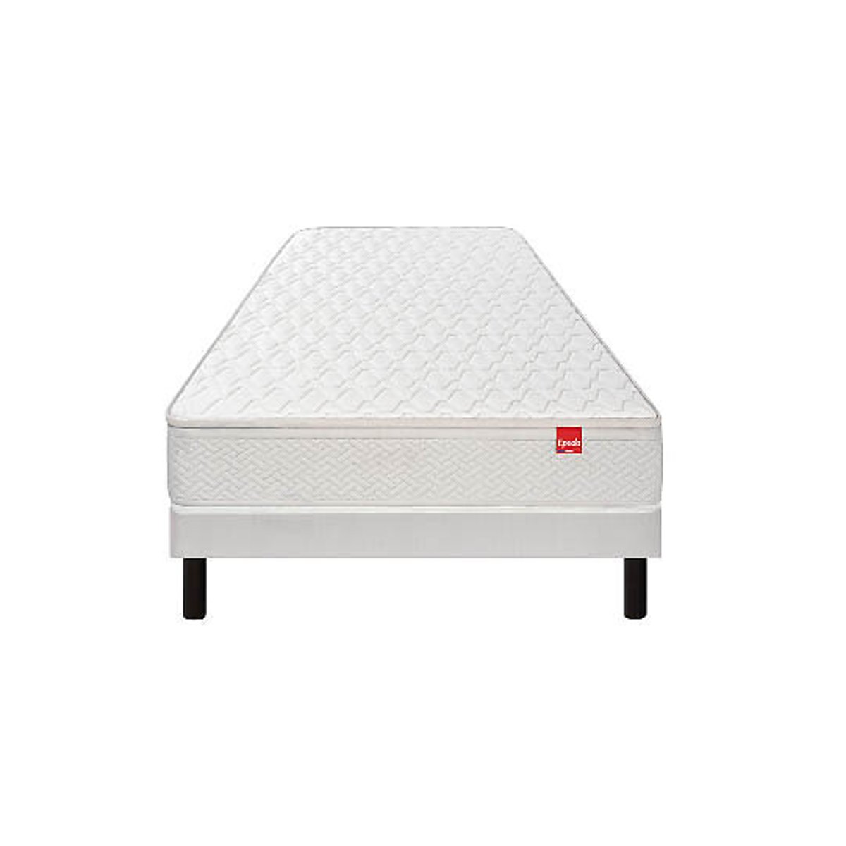 Ensemble matelas 800 ressorts Dépaysant + sommier blanc/gris souris, EPEDA