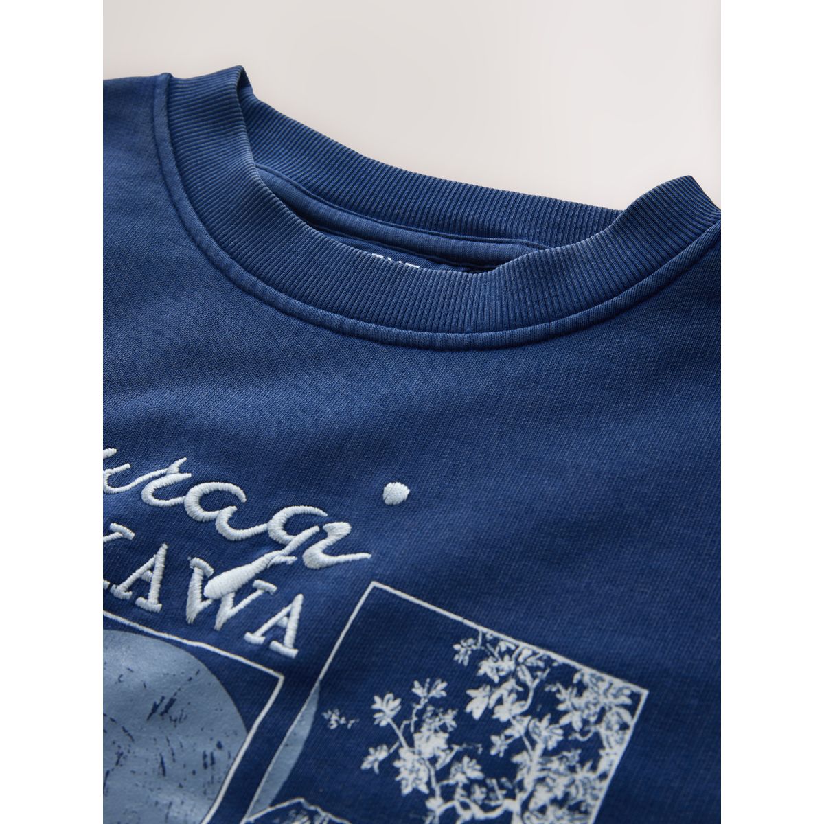 Sweat à motif délavé et manches courtes bleu indigo, NEXT