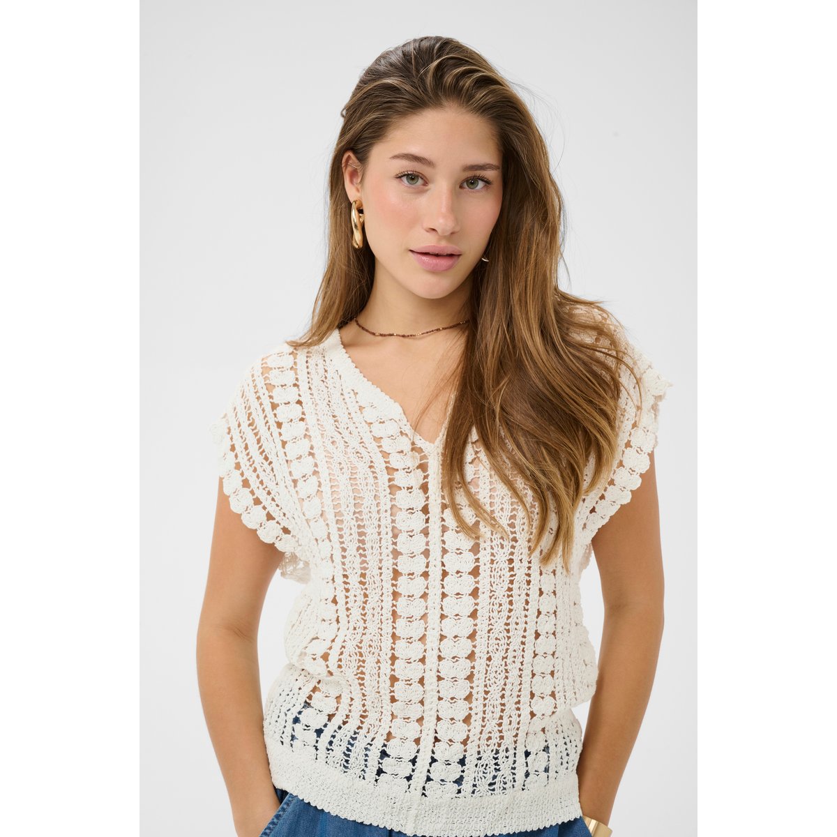 Manteau tricoté blanc snow white, CREAM