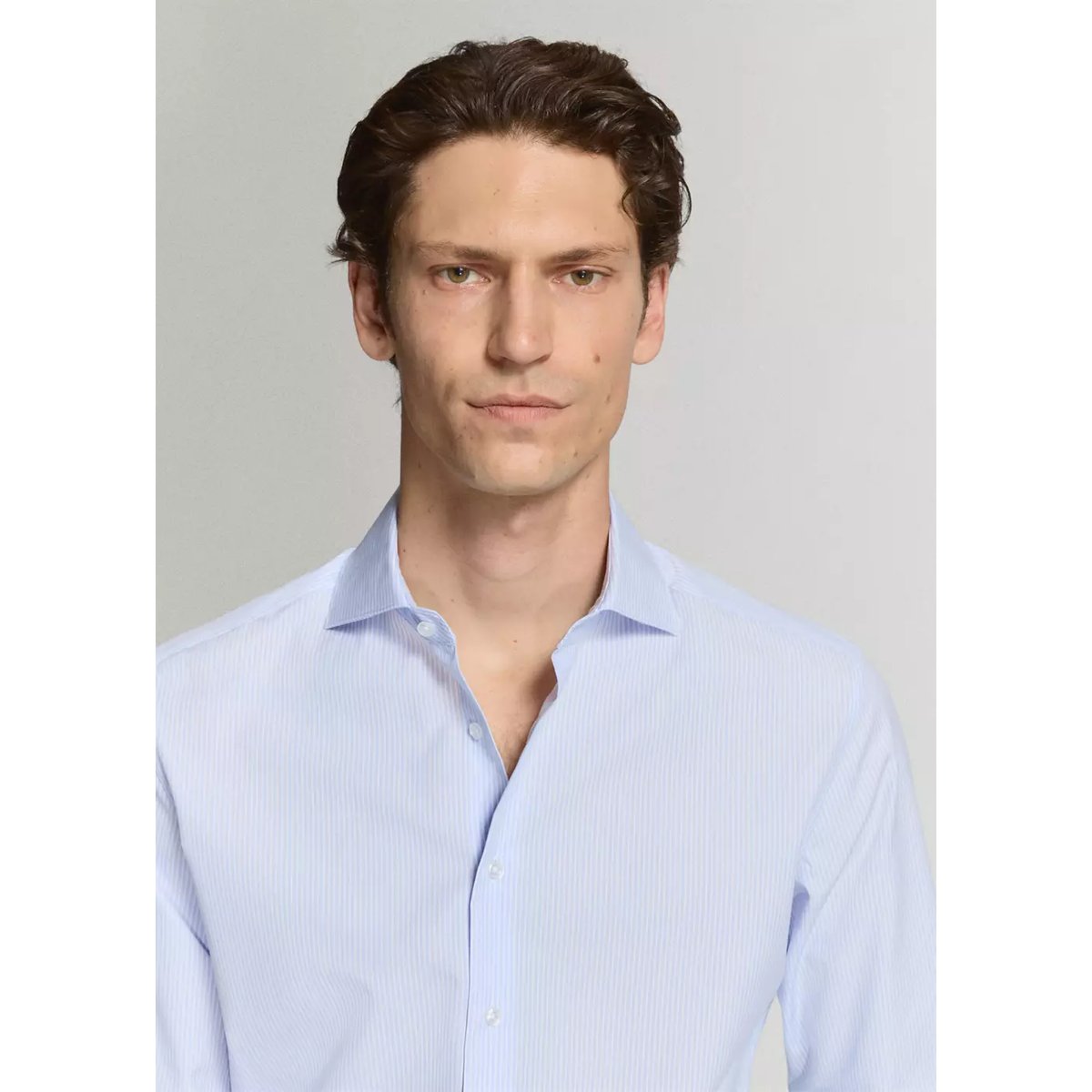 Chemise costume slim-fit 100 % coton à rayures bleu, MANGO MAN