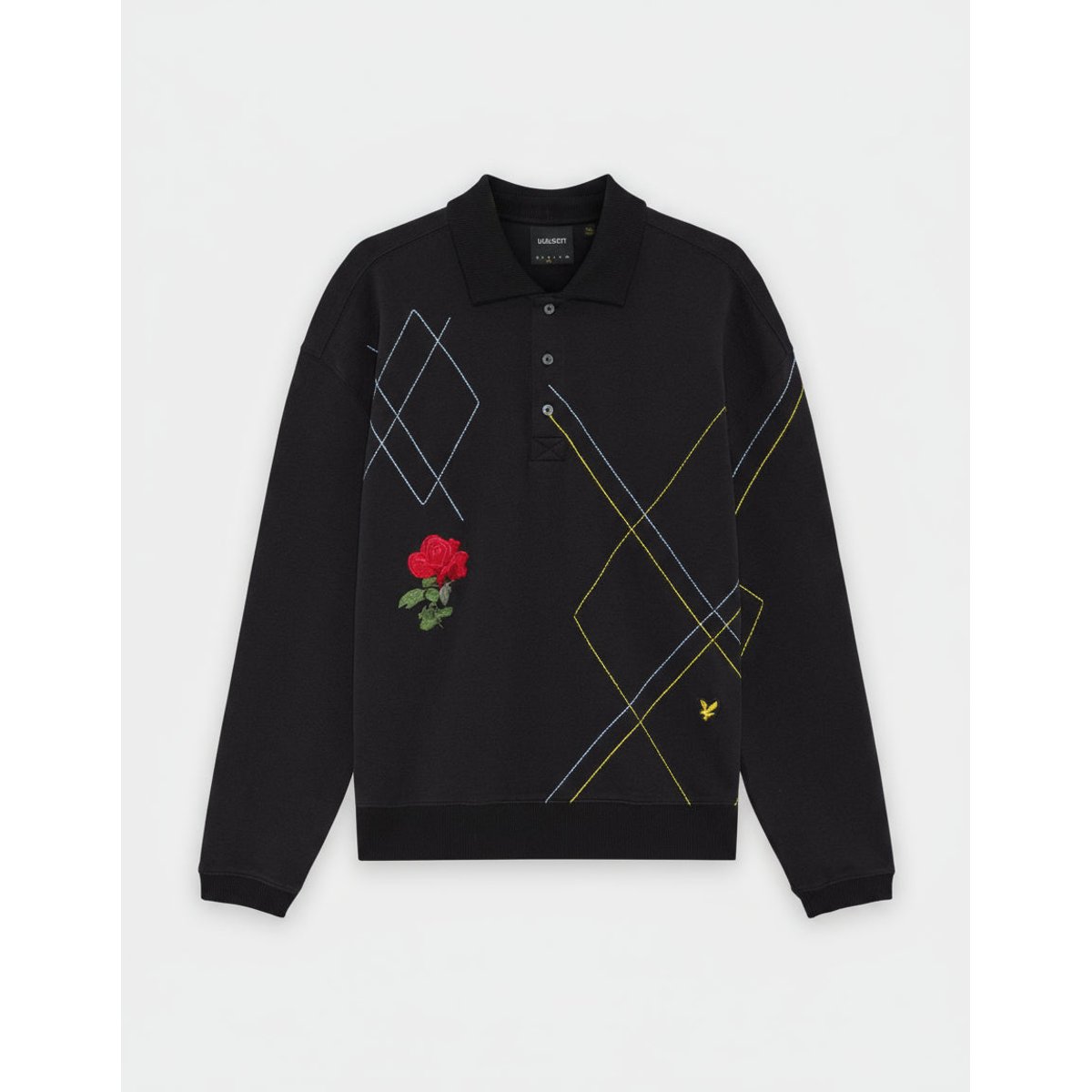 Maillot de rugby à losanges noir jais, LYLE & SCOTT