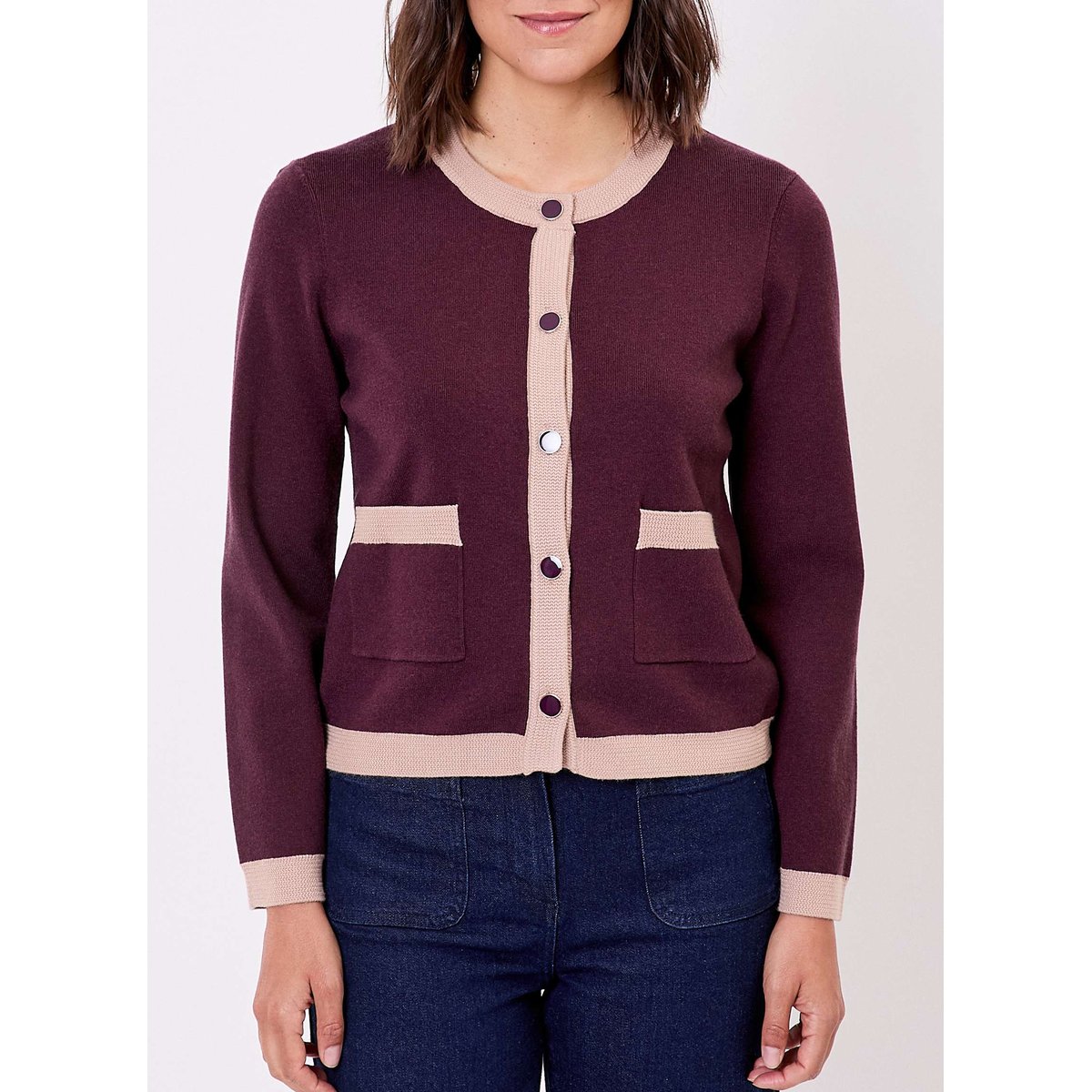 Veste gilet maille compacte ADONIE violet, PRINCESSE NOMADE