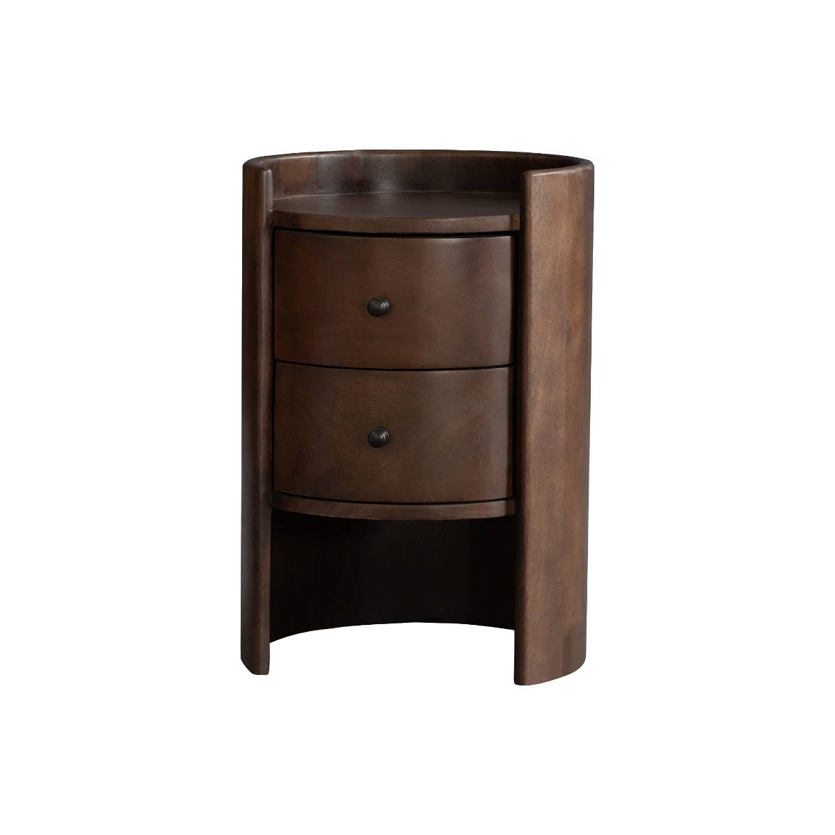 Table de chevet à tiroirs en bois de manguier MAORA bois foncé, MADE IN MEUBLES