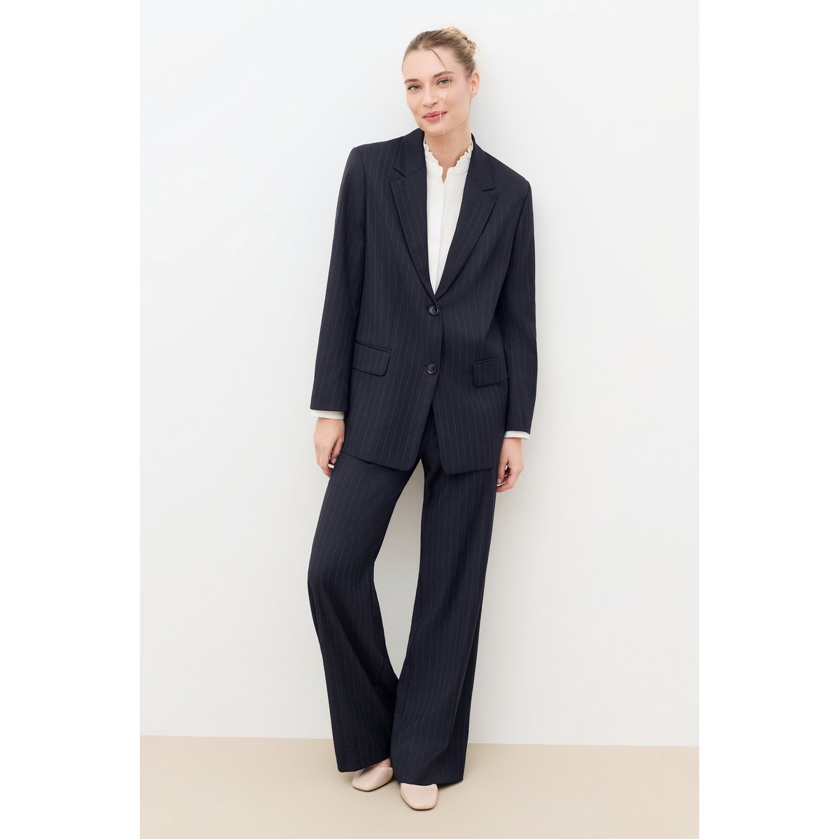 Veste droite col tailleur VOLTIGESTRIPE bleu marine, CAROLL