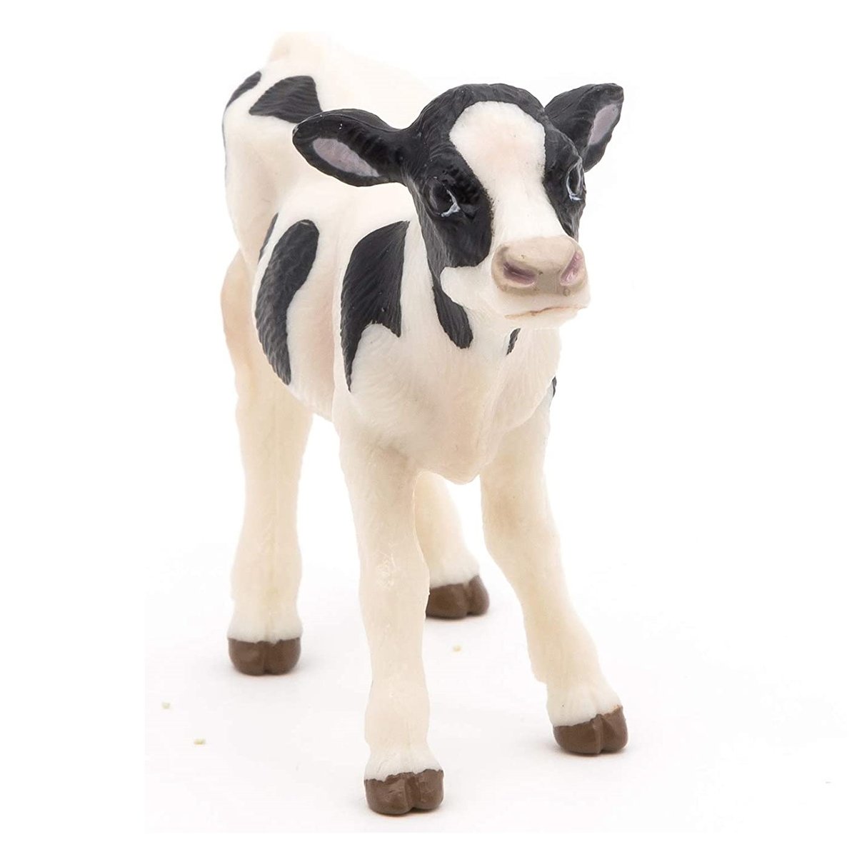 Figurine Veau noir et blanc blanc, PAPO