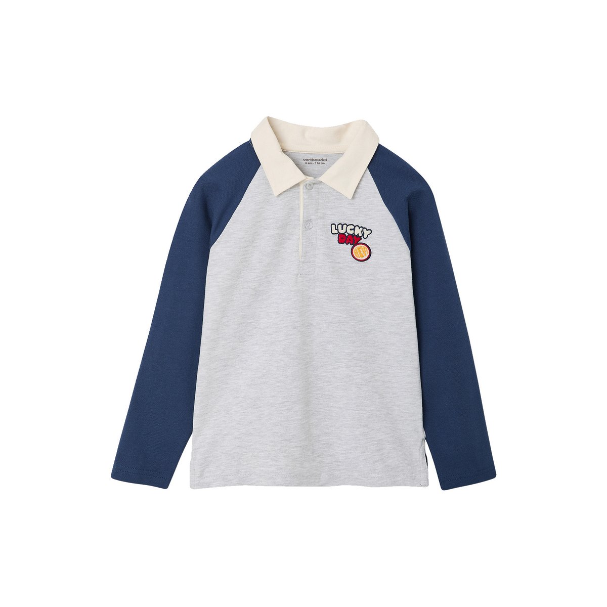 Polo manches longues gris chiné, VERTBAUDET