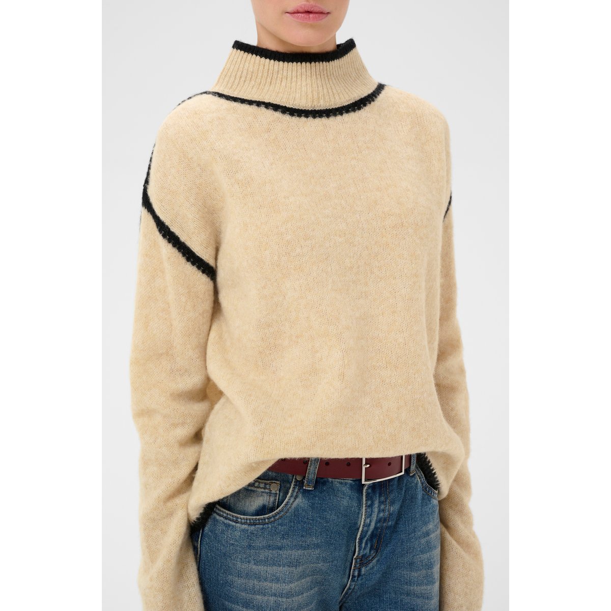 Pullover tricoté beige whitecap melange, CULTURE