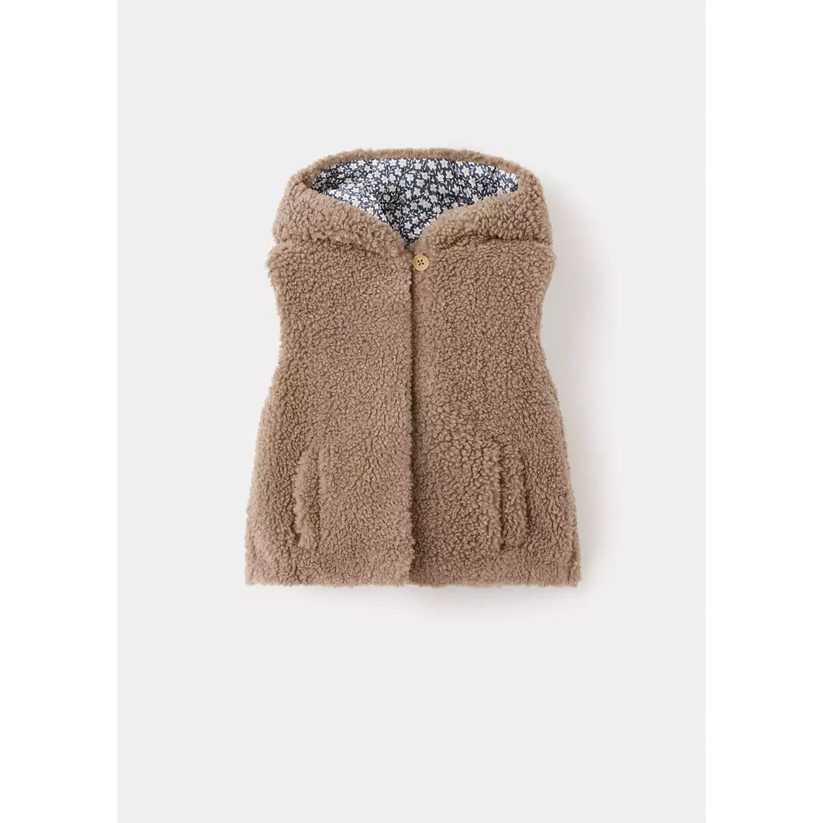 Gilet effet imitation mouton marron moyen, MANGO BABY