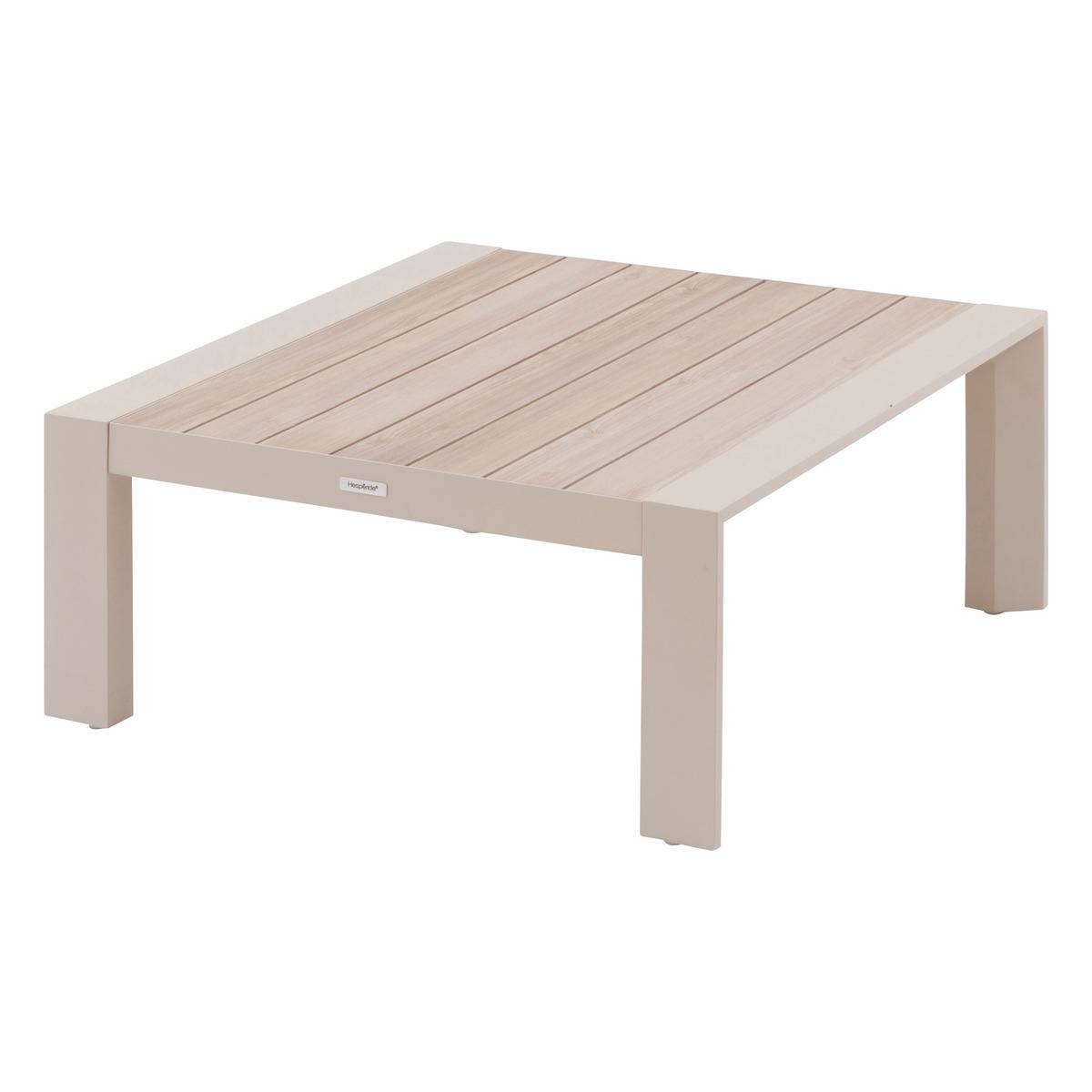 Table basse de jardin carrée en aluminium à lattes ÉVASION lin et argile, HESPERIDE