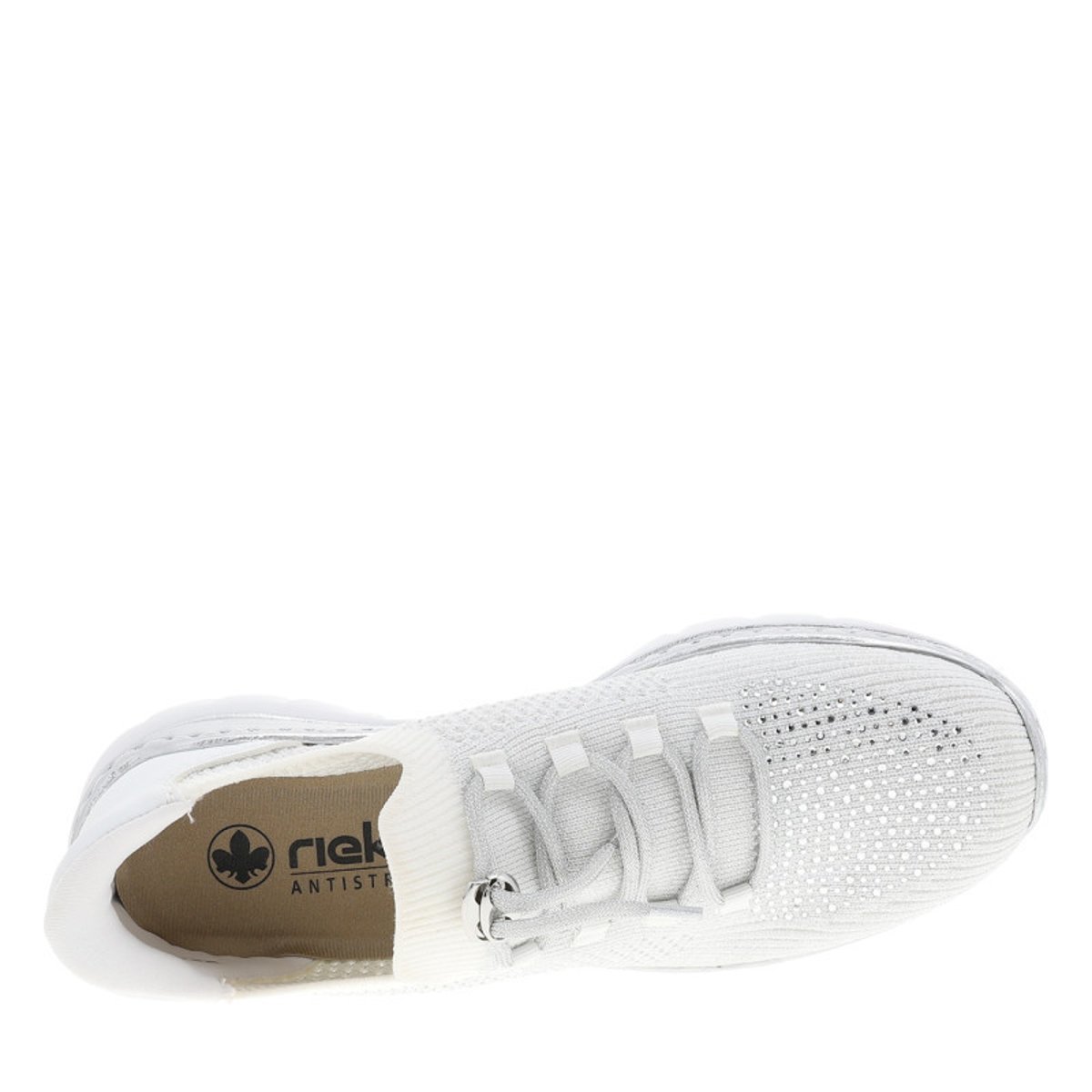 Baskets running écrues à talon plat avec une fermeture slip-on blanc, RIEKER