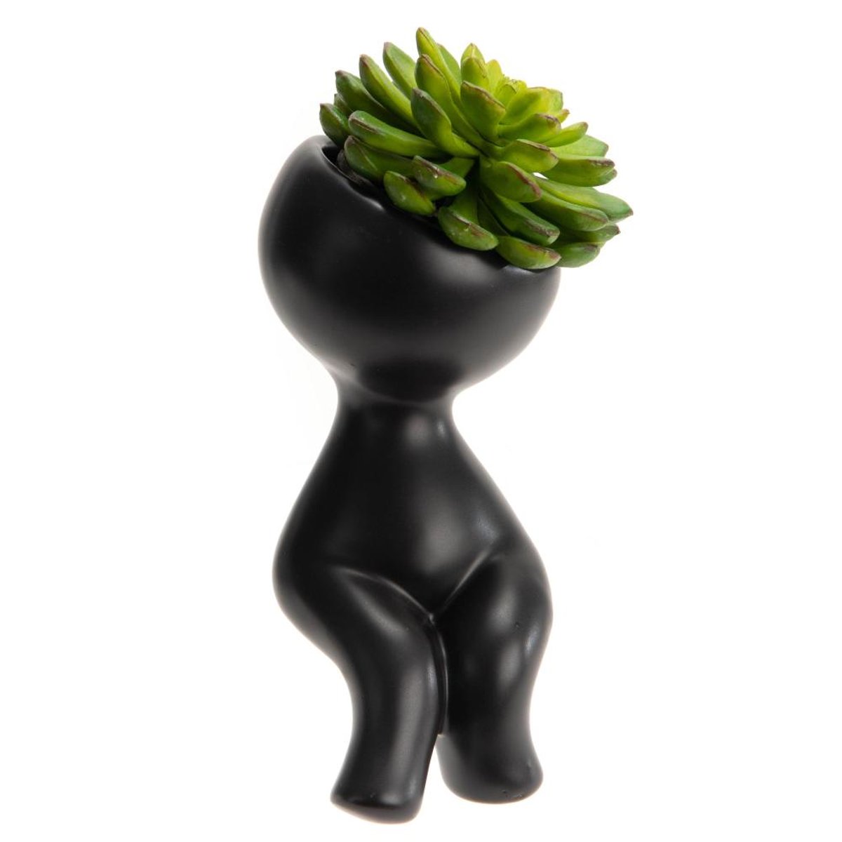 Cache pot bonhomme Eliot noir, AMADEUS
