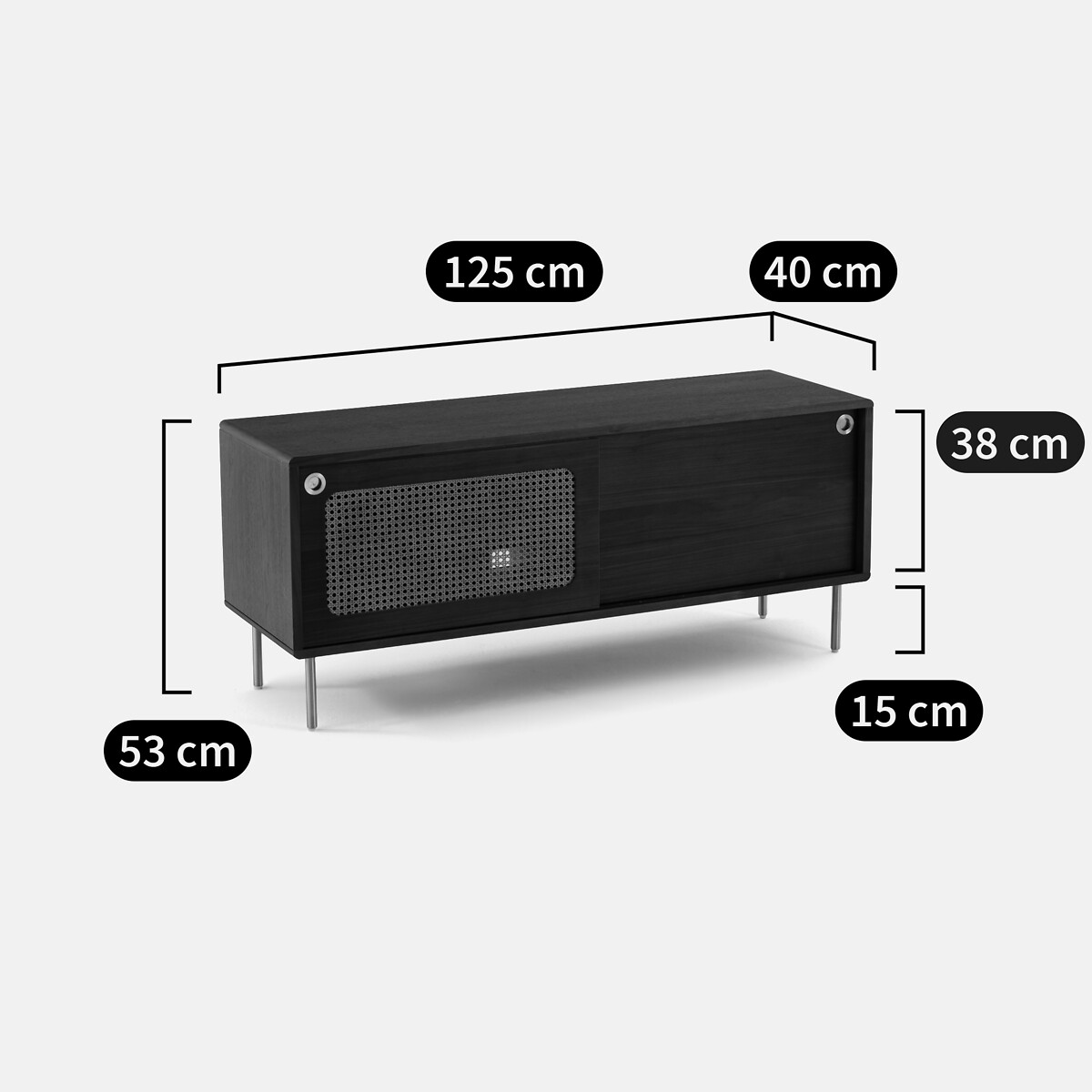 Meuble TV noyer et cannage, longueur 125 cm, REDPOP noyer, LA REDOUTE INTERIEURS
