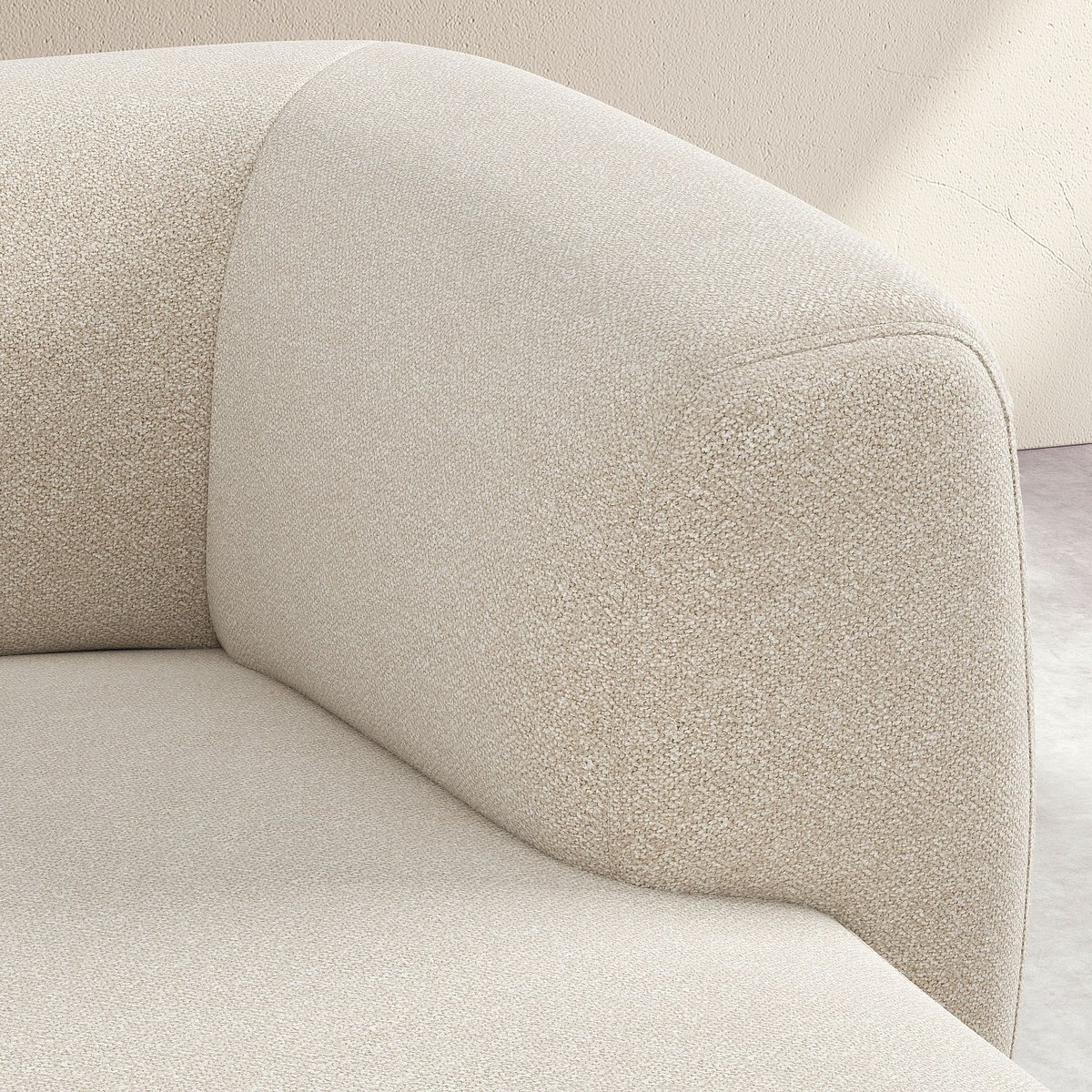 Canapé d'angle droit en tissu texturé AUSTIN beige, HABITAT