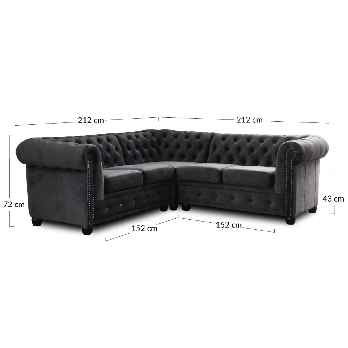 Canapé d'Angle réversible 5 places - WILLIAM bleu canard, BEST MOBILIER