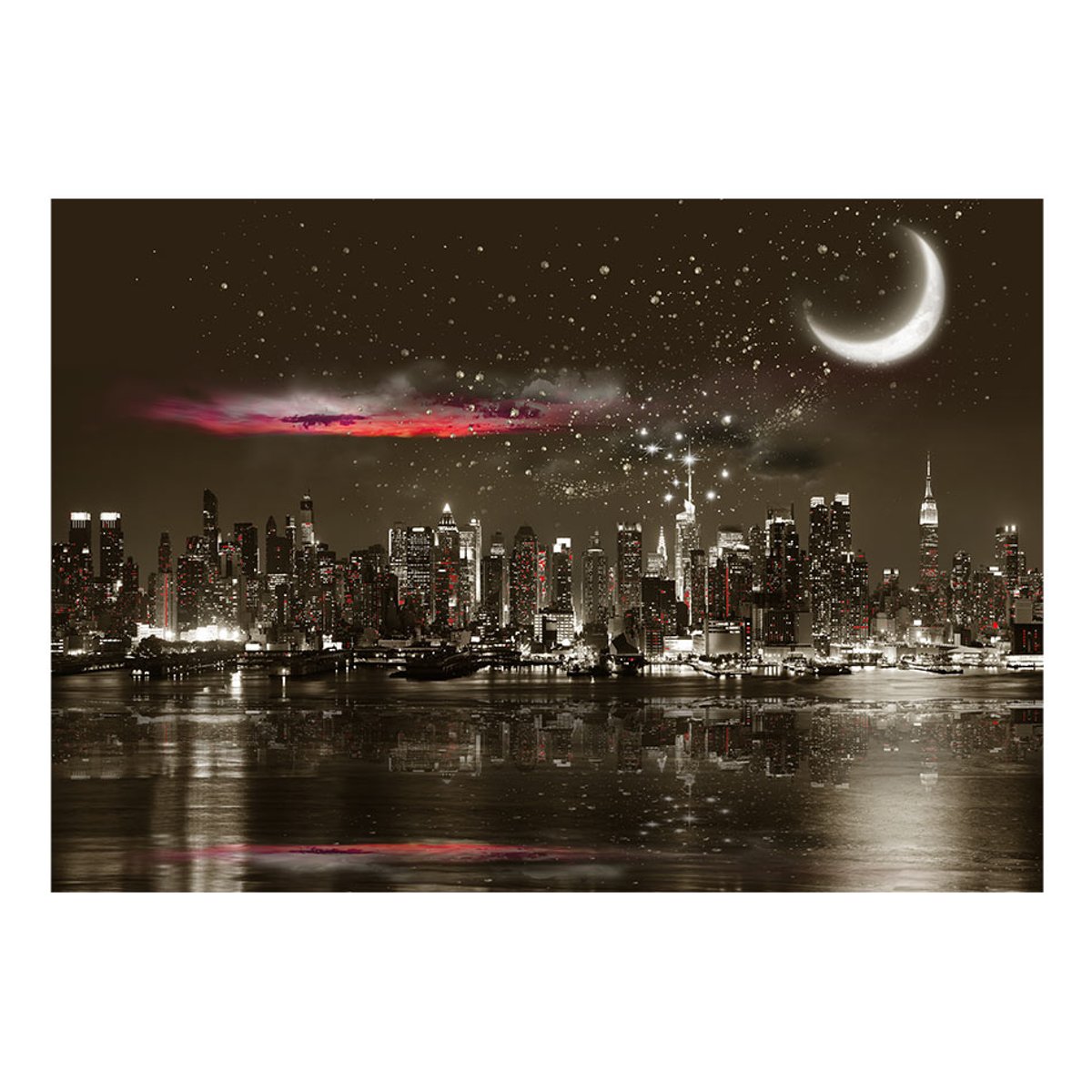 Papier peint intissé panoramique Ville et Architecture Starry Night Over NY noir, EDEN