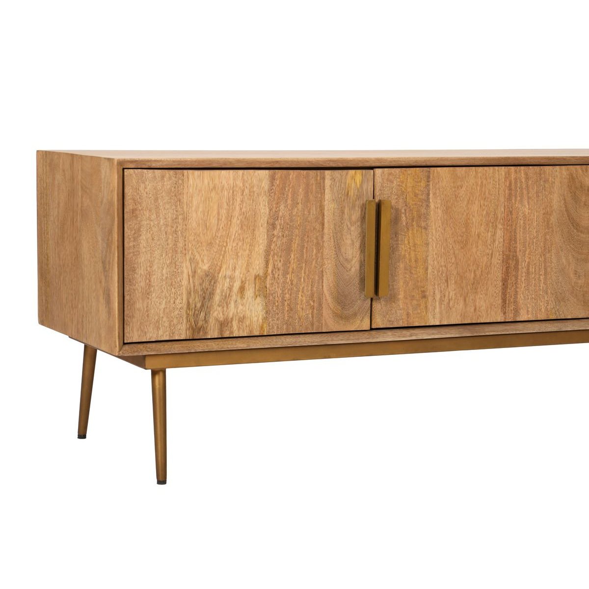 Meuble TV 180 cm bois massif, BRUGES marron clair, BOBOCHIC