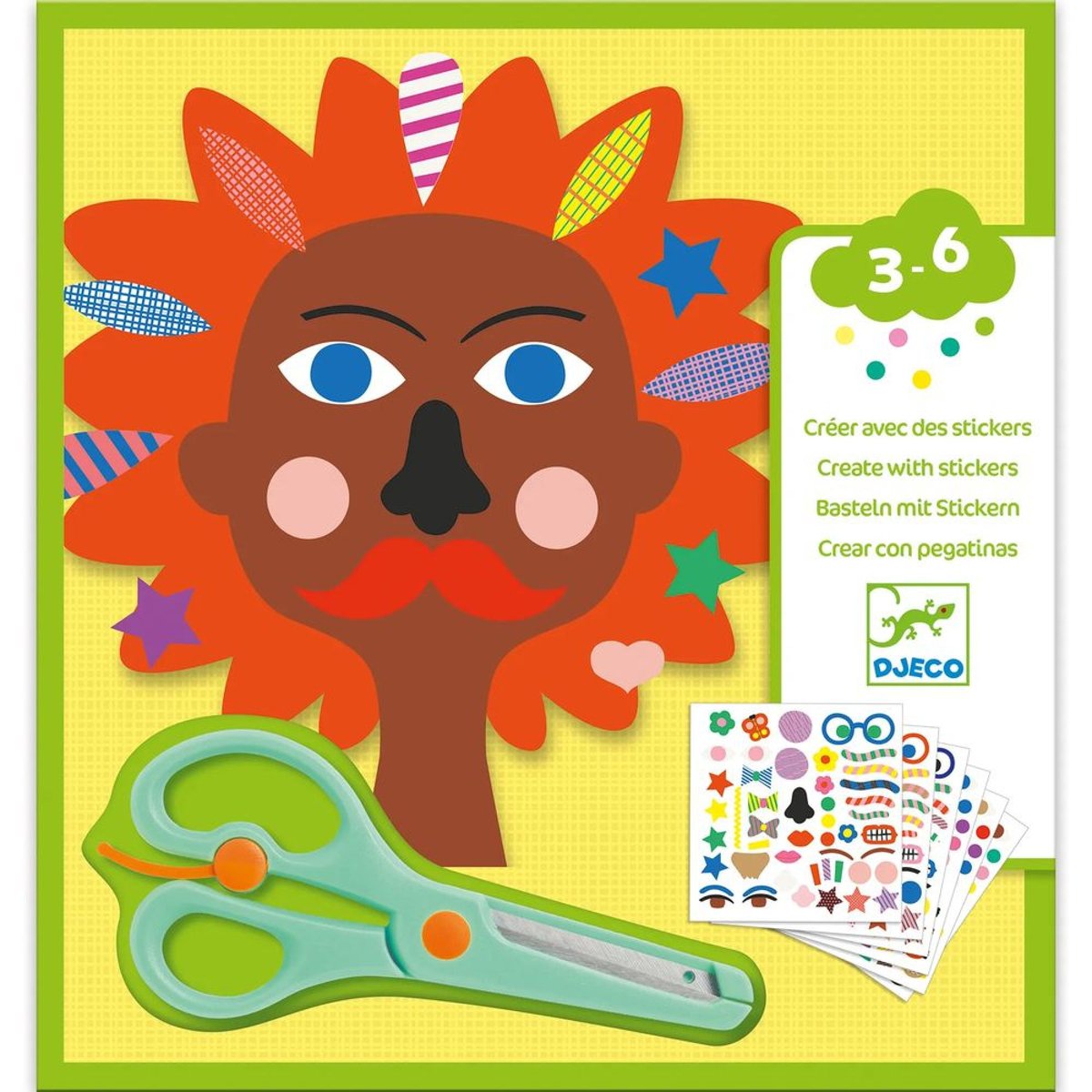 Créer avec des stickers Coiffeur multicolore, DJECO