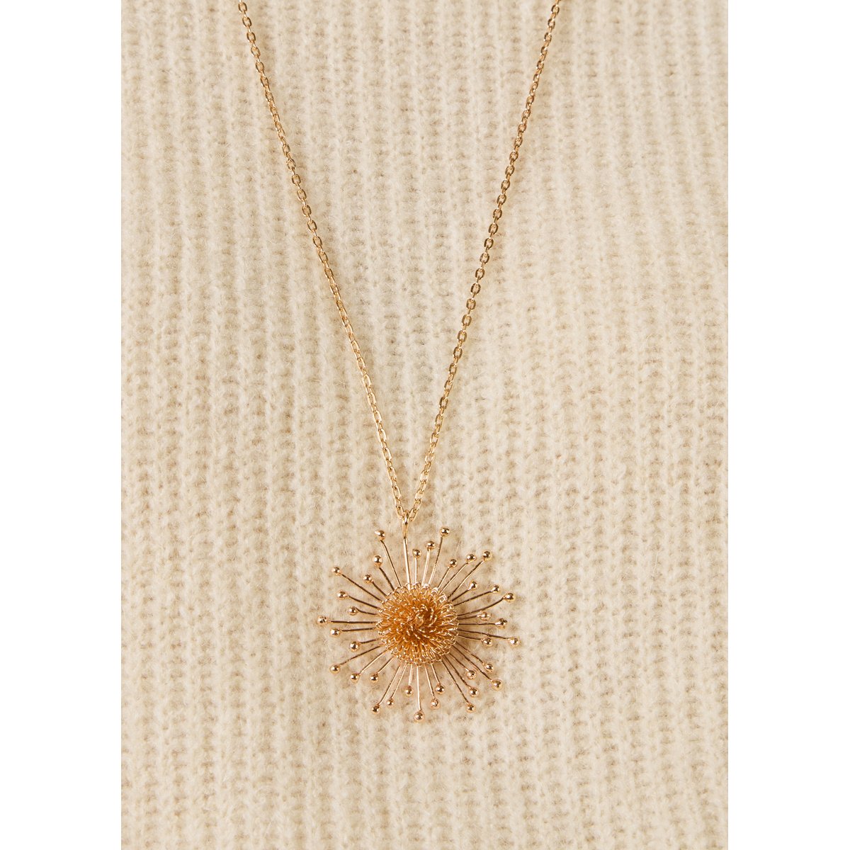 Collier sautoir pampille soleil light gold, LA FEE MARABOUTEE