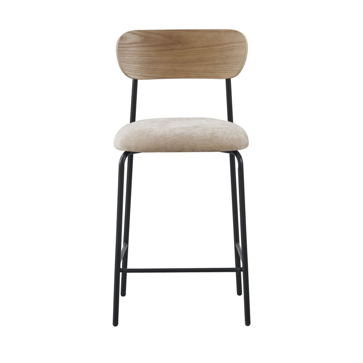 Lot de 2 chaises de bar bois clair tissu et métal H65cm- JESS beige, DRAWER