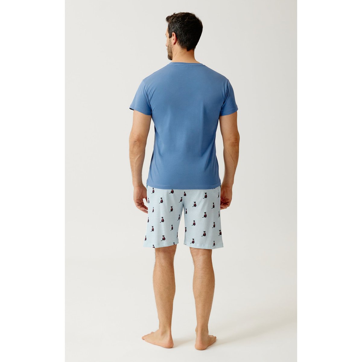 Pyjashort en jersey de coton léger imprimé Cat sup ciel, ARTHUR