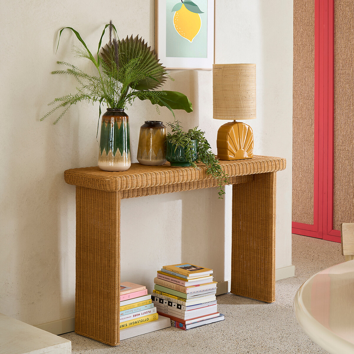 Lampe à poser en céramique et raphia, SUNIA ocre, LA REDOUTE INTERIEURS