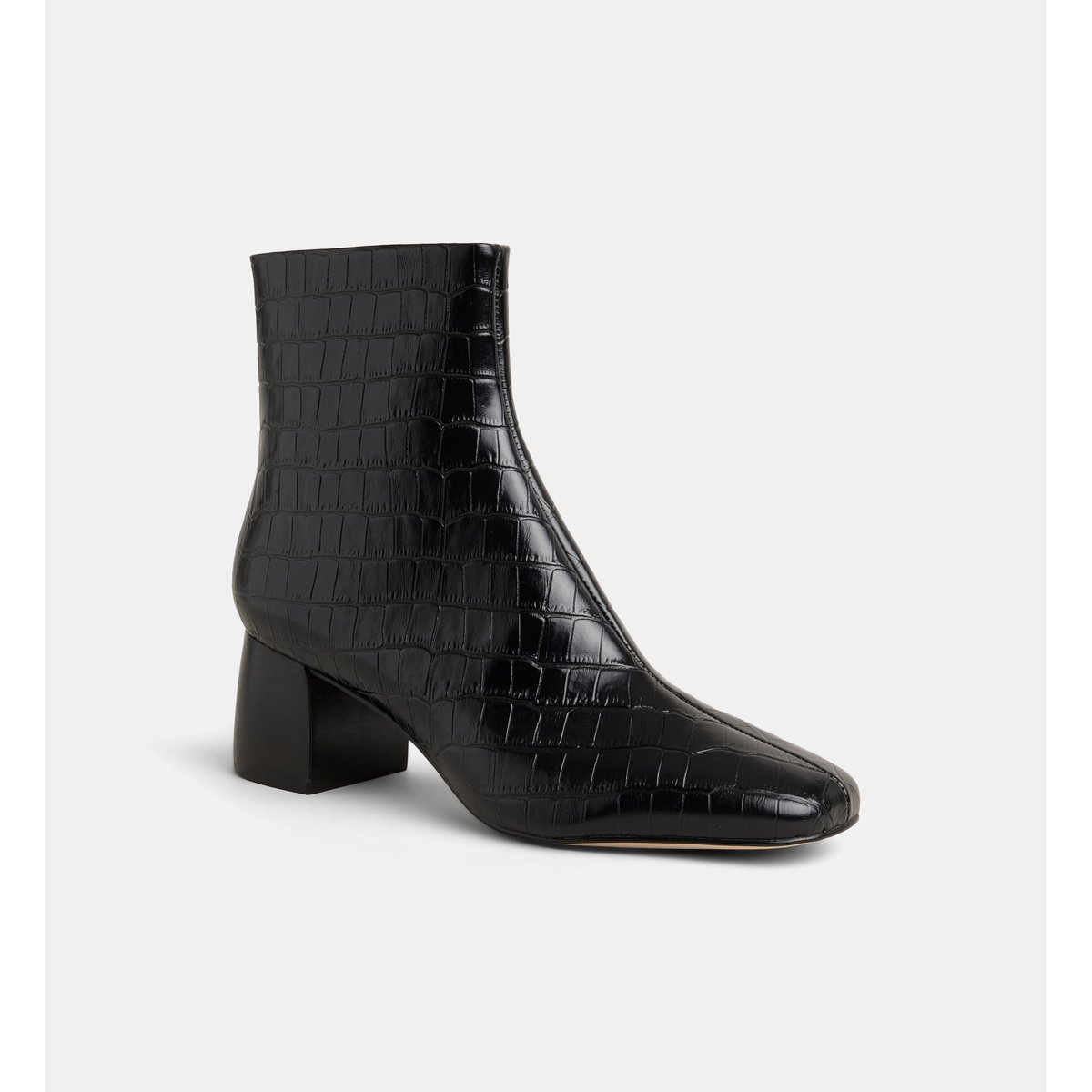 Bottines à talons catherine cuir façon croco noir, GALERIES LAFAYETTE