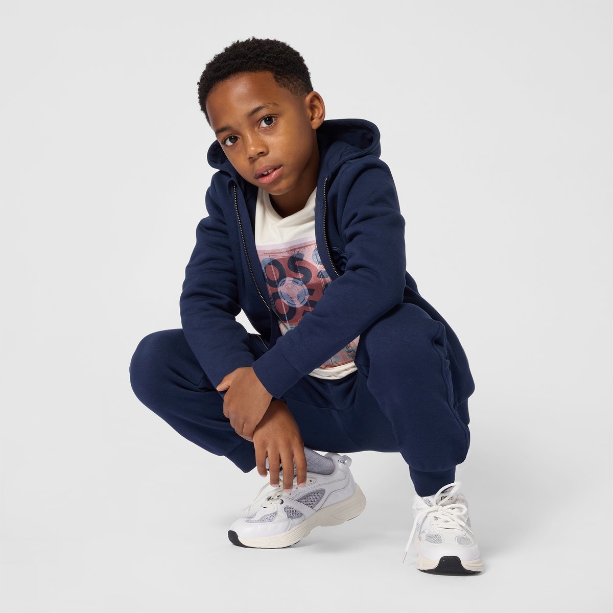 Cardigan à capuche bleu cargo, BOSS KIDSWEAR