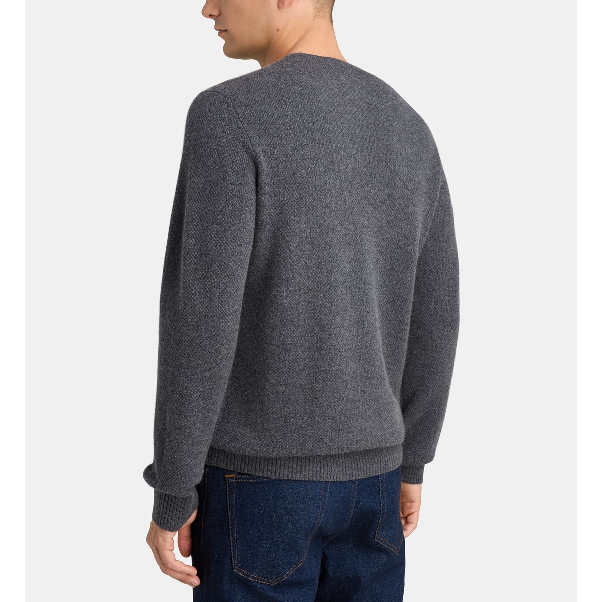 Pull droit cachwafle gaufré cachemire gris anthracite foncé, GALERIES LAFAYETTE