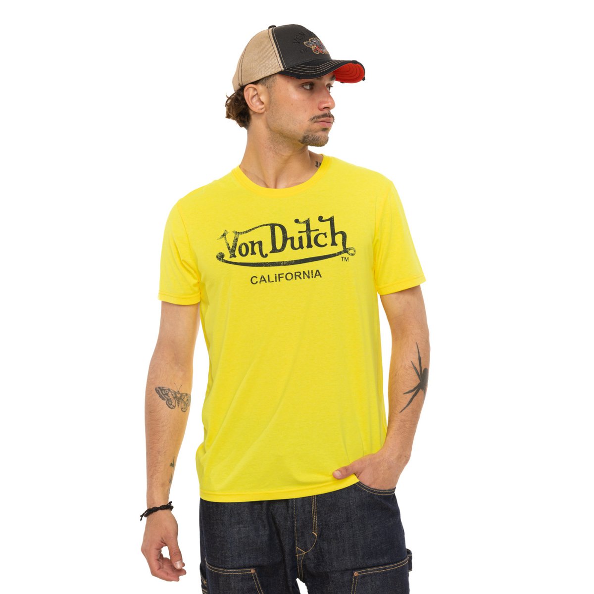 T-shirt regular Néo jaune fluo/noir, VON DUTCH