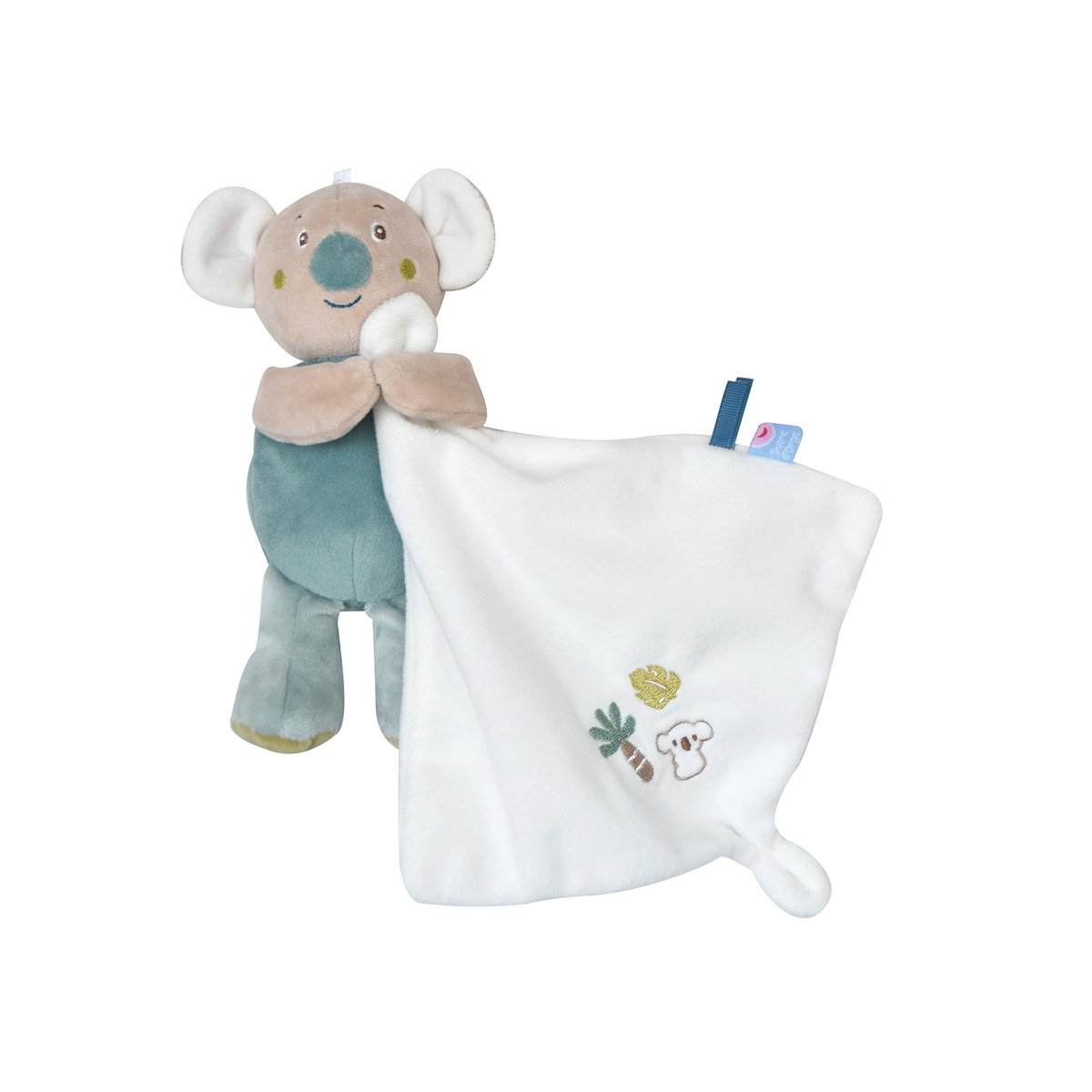 Doudou mouchoir xl koala racim velours doux vert, SUCRE D'ORGE