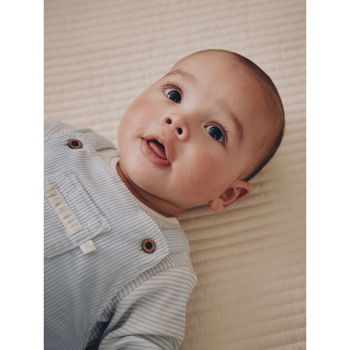 Salopette unie en velours côtelé et body bébé bleu, NEXT