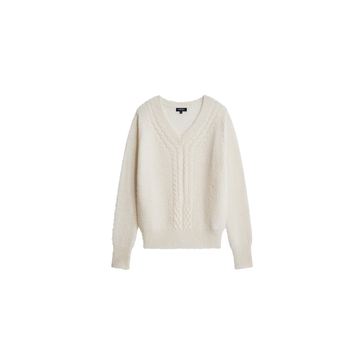 Pull droit col v MVICTORINE ecru, CAROLL