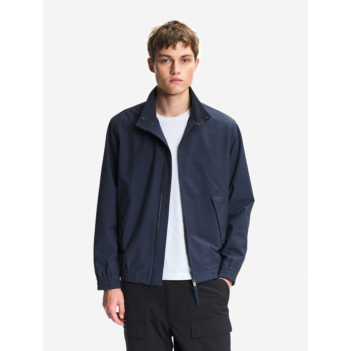 Harrigton kort jack in waterafstotende keperstof marineblauw, AIGLE