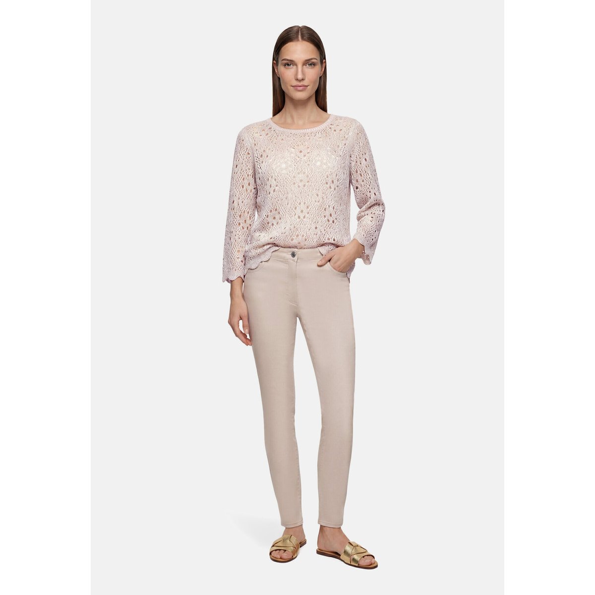 Pull-over en maille à manches 3/4 gris, BETTY BARCLAY